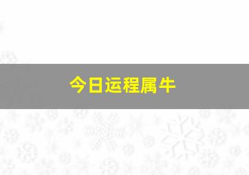 今日运程属牛