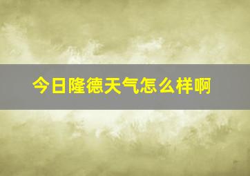 今日隆德天气怎么样啊