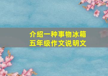 介绍一种事物冰箱五年级作文说明文