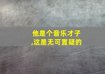 他是个音乐才子,这是无可置疑的