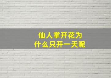 仙人掌开花为什么只开一天呢