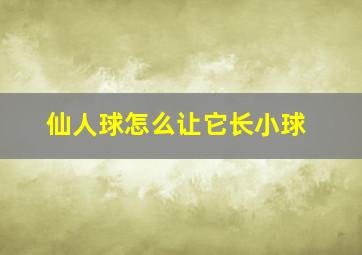 仙人球怎么让它长小球