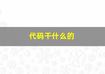 代码干什么的