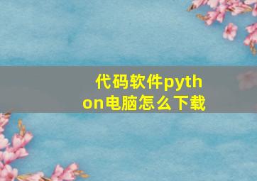 代码软件python电脑怎么下载