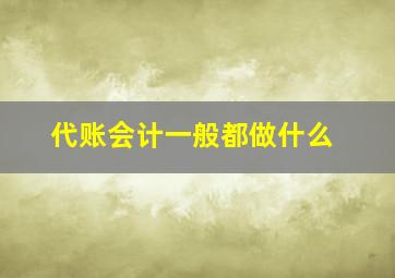 代账会计一般都做什么