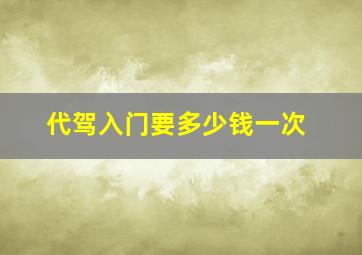 代驾入门要多少钱一次