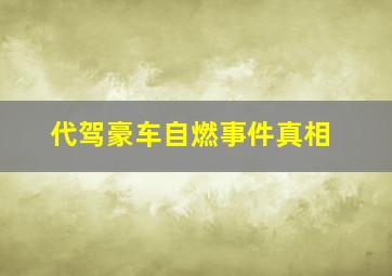 代驾豪车自燃事件真相