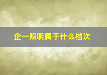 企一照明属于什么档次