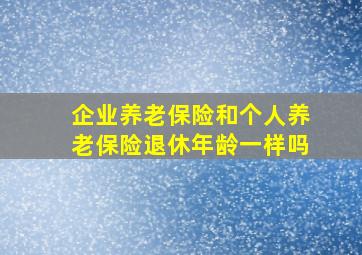 企业养老保险和个人养老保险退休年龄一样吗