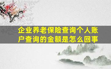 企业养老保险查询个人账户查询的金额是怎么回事