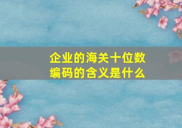 企业的海关十位数编码的含义是什么