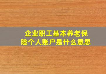 企业职工基本养老保险个人账户是什么意思