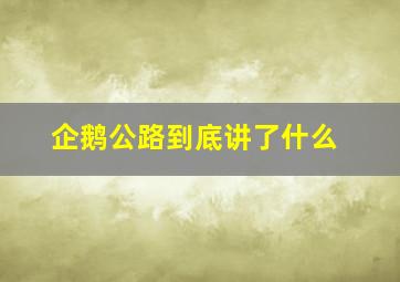 企鹅公路到底讲了什么