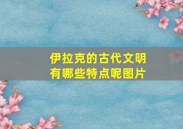 伊拉克的古代文明有哪些特点呢图片