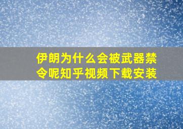 伊朗为什么会被武器禁令呢知乎视频下载安装