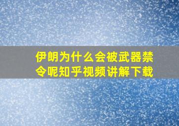 伊朗为什么会被武器禁令呢知乎视频讲解下载