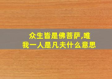 众生皆是佛菩萨,唯我一人是凡夫什么意思