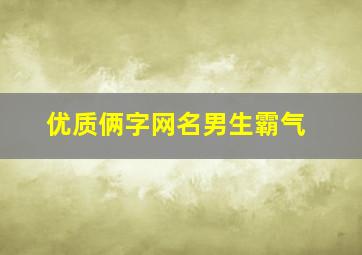 优质俩字网名男生霸气