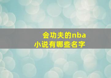 会功夫的nba小说有哪些名字