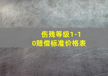 伤残等级1-10赔偿标准价格表