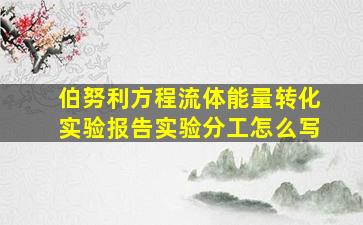 伯努利方程流体能量转化实验报告实验分工怎么写