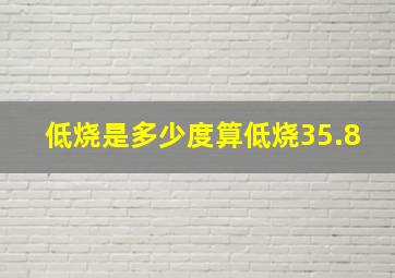 低烧是多少度算低烧35.8