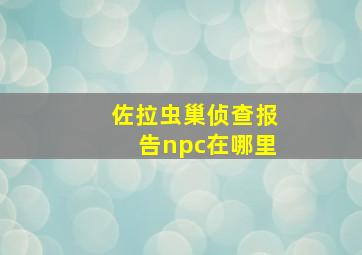 佐拉虫巢侦查报告npc在哪里