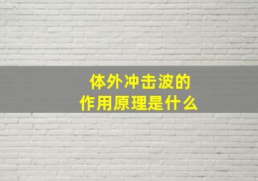 体外冲击波的作用原理是什么