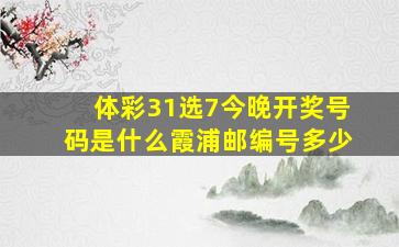 体彩31选7今晚开奖号码是什么霞浦邮编号多少