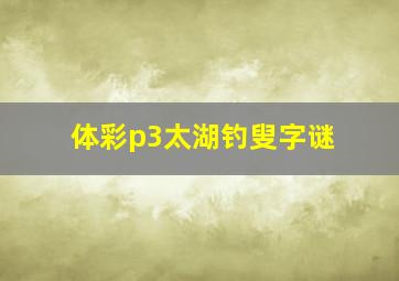 体彩p3太湖钓叟字谜