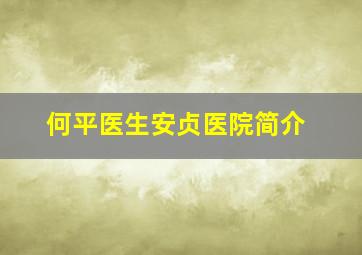 何平医生安贞医院简介