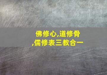 佛修心,道修骨,儒修表三教合一