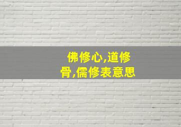 佛修心,道修骨,儒修表意思