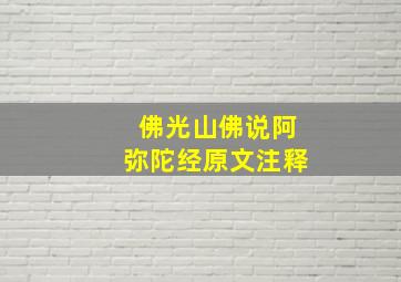 佛光山佛说阿弥陀经原文注释