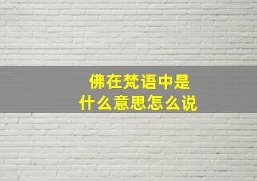 佛在梵语中是什么意思怎么说