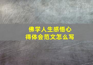 佛学人生感悟心得体会范文怎么写