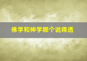 佛学和神学哪个说得透