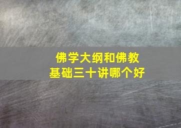 佛学大纲和佛教基础三十讲哪个好