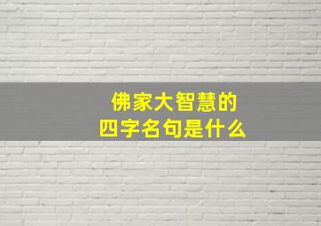 佛家大智慧的四字名句是什么