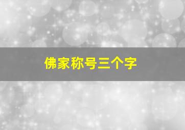 佛家称号三个字