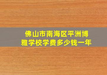 佛山市南海区平洲博雅学校学费多少钱一年