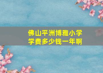 佛山平洲博雅小学学费多少钱一年啊