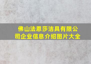 佛山法恩莎洁具有限公司企业信息介绍图片大全