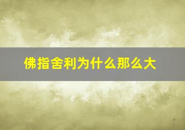 佛指舍利为什么那么大