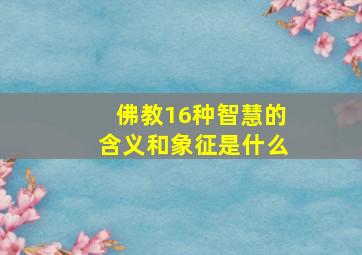 佛教16种智慧的含义和象征是什么