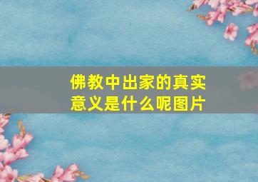 佛教中出家的真实意义是什么呢图片