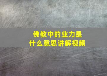 佛教中的业力是什么意思讲解视频