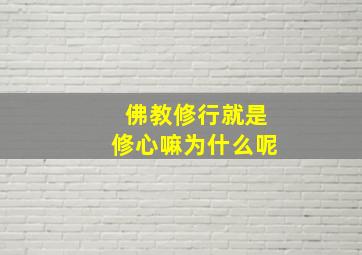 佛教修行就是修心嘛为什么呢