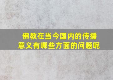 佛教在当今国内的传播意义有哪些方面的问题呢