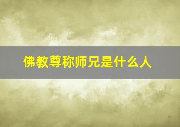 佛教尊称师兄是什么人